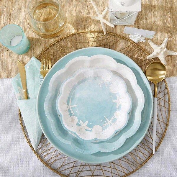 Kate Aspen 7.0 x 7.0 x 0.5 in. Beach Party Premium Paper Plates - Set of 16 28547NA - main
